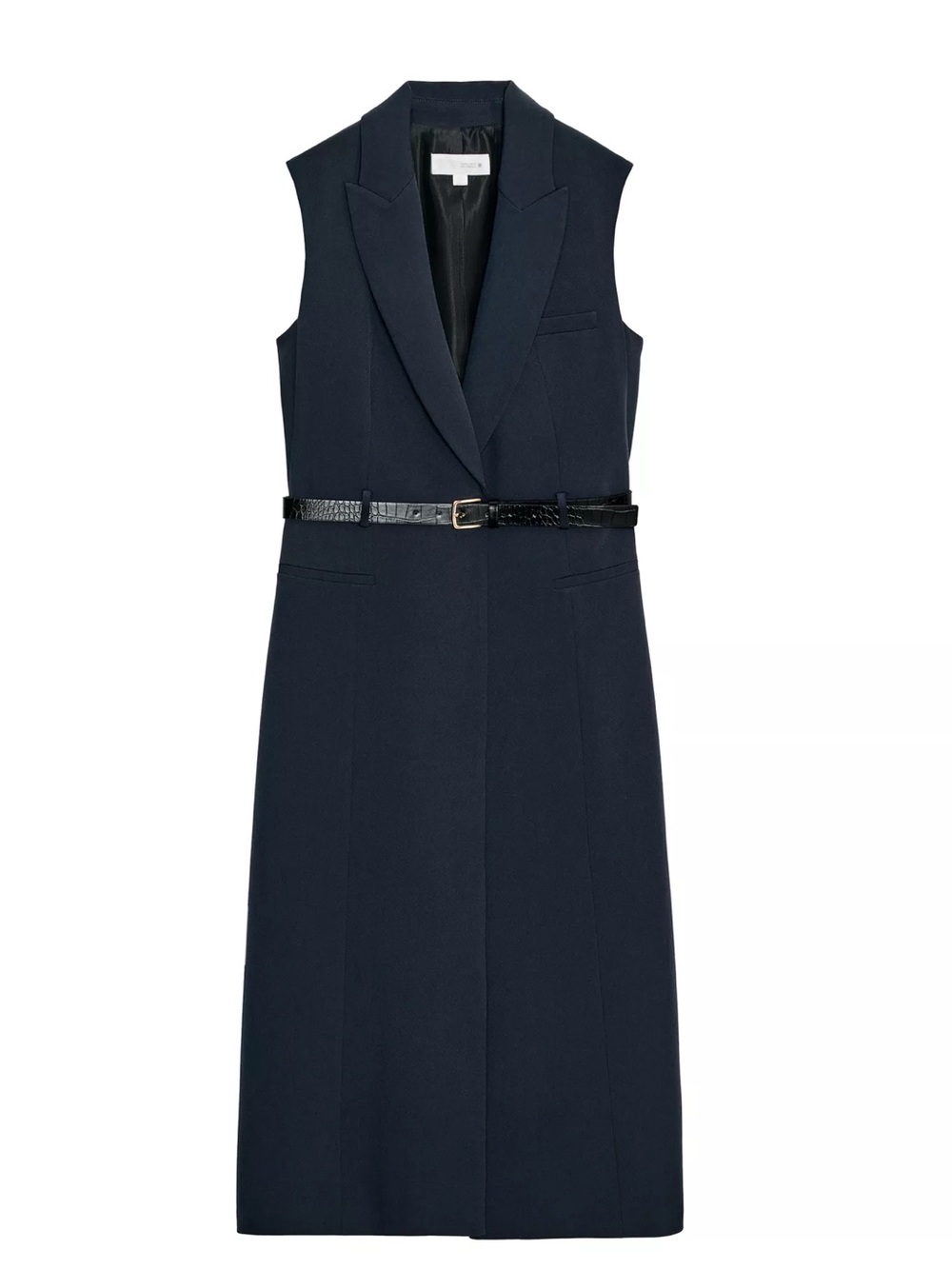 Zara Sleeveless Navy Belted long vest